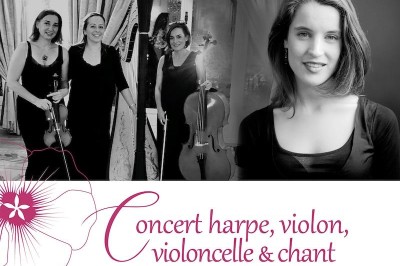 Concert harpe, violon, violoncelle et soprano, musique classique sacre  Saint Malo