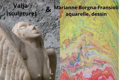 Vernissage de l'exposition de Marianne Borgna-fransioli (aquarelle, dessin.) et Valja (sculpture)  Rompon